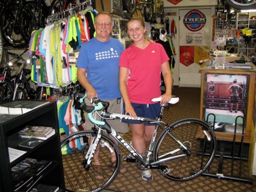 Best day ever?!! Greg Davis and I pose by my brand new Trek Madone! 