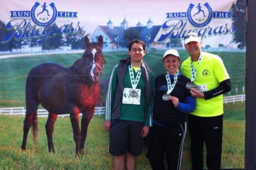 Doug, Glenn and I show off our medals after Run the Bluegrass